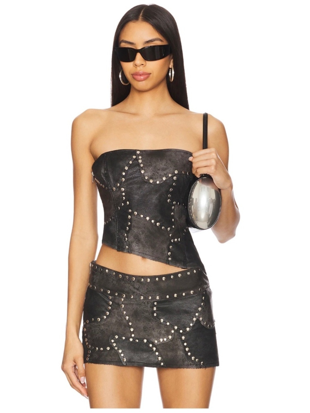Jaded London size 4 faux suede corset tube top in black studded $170 tags on